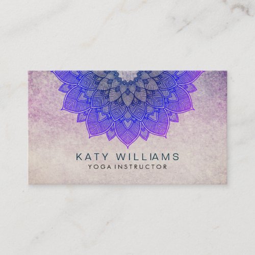 Purple Yoga Instructor Lotus Flower Watercolor Business Card