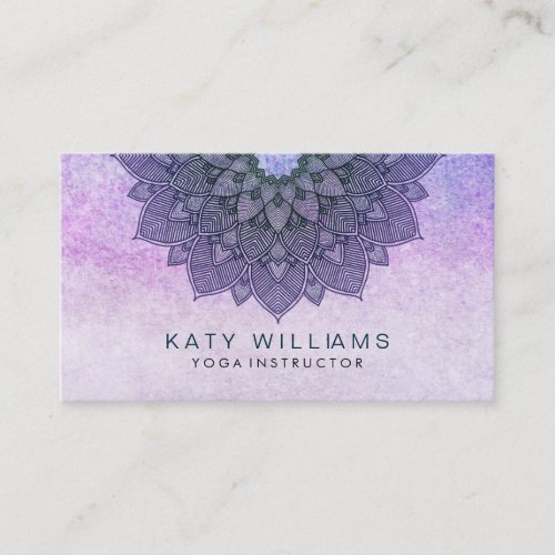 Purple Yoga Instructor Lotus Flower Watercolor Business Card