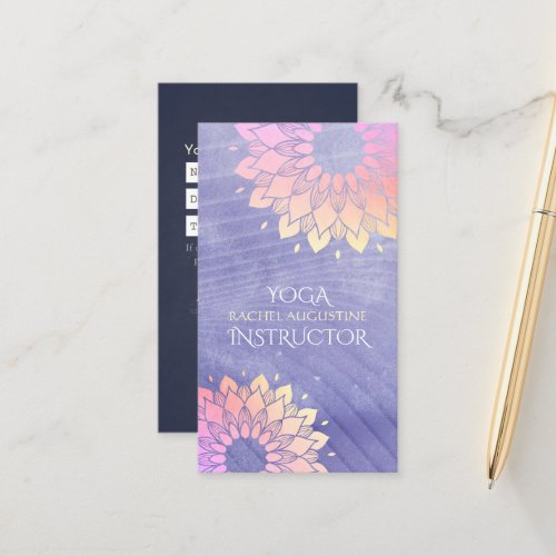 Purple Yoga Instructor Rose Gold Mandala Appointment Card