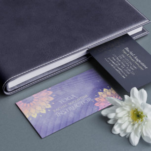 Purple Yoga Instructor Rose Gold Mandala Business Card