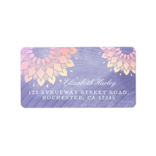 Purple Yoga Instructor Rose Gold Mandala Label