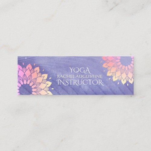 Purple Yoga Instructor Rose Gold Mandala Mini Business Card