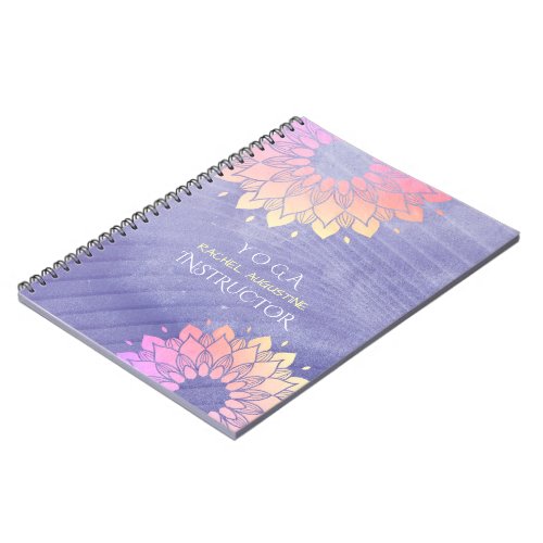 Purple Yoga Instructor Rose Gold Mandala Notebook