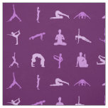 Purple Yoga Poses Printed Fabric by the Yard