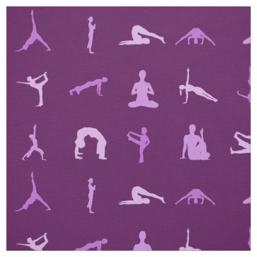 Purple Yoga Poses Printed Fabric by the Yard