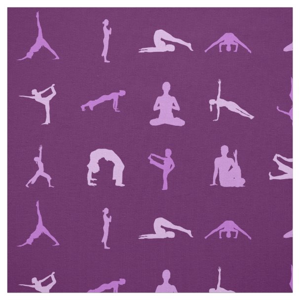 Yoga poses pattern fabric Zazzle