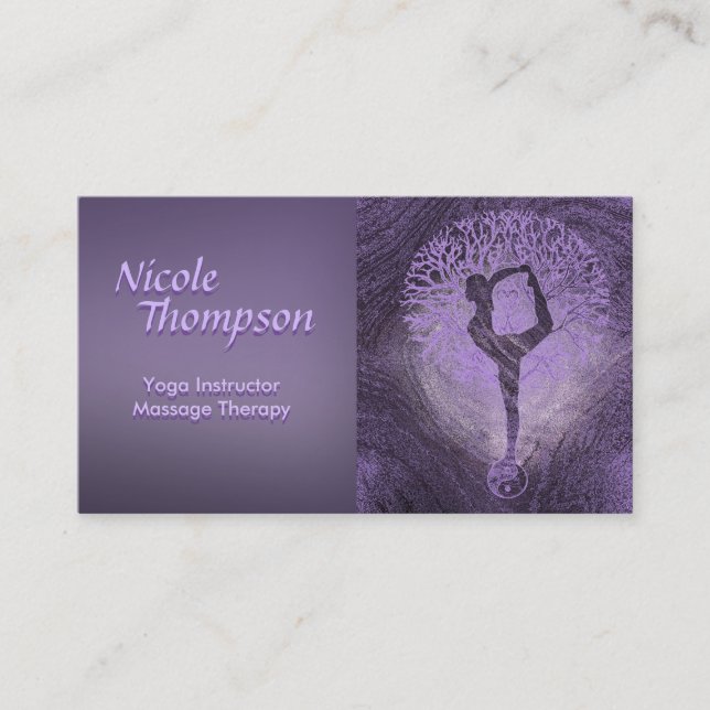 Purple Yoga Tree Business Card (Front)