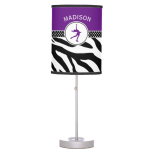 Purple Your Name Zebra Print Figure Skating Table Lamp