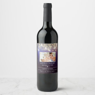 Purple Your Photo Date Names Wedding Wine Label