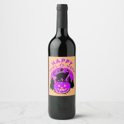 Purple Yowl_O_Ween Black Cat Wine Label