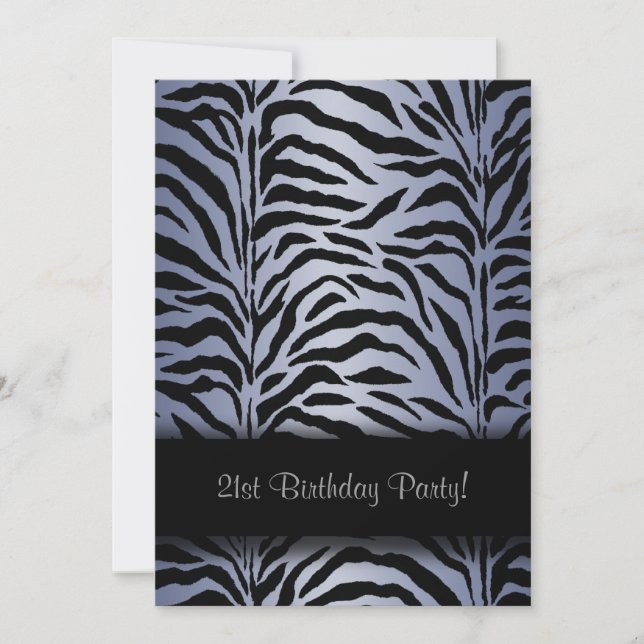 Purple Zebra 21st Birthday Party Invitations (Front)