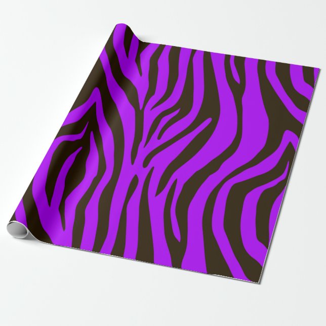 Purple zebra animal print pattern wrapping paper (Unrolled)