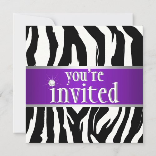 Purple Zebra Birthday Invitation