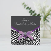Purple Zebra Birthday Party Invitation (Standing Front)