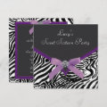 Purple Zebra Birthday Party Invitation | Zazzle