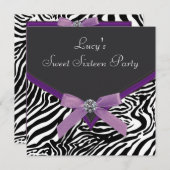 Purple Zebra Birthday Party Invitation (Front/Back)
