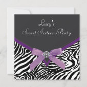 Purple Zebra Birthday Party Invitation | Zazzle