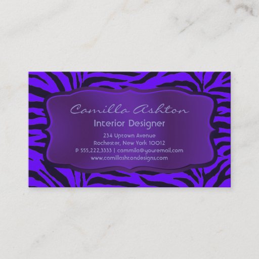 Customizable Purple Zebra Business Cards