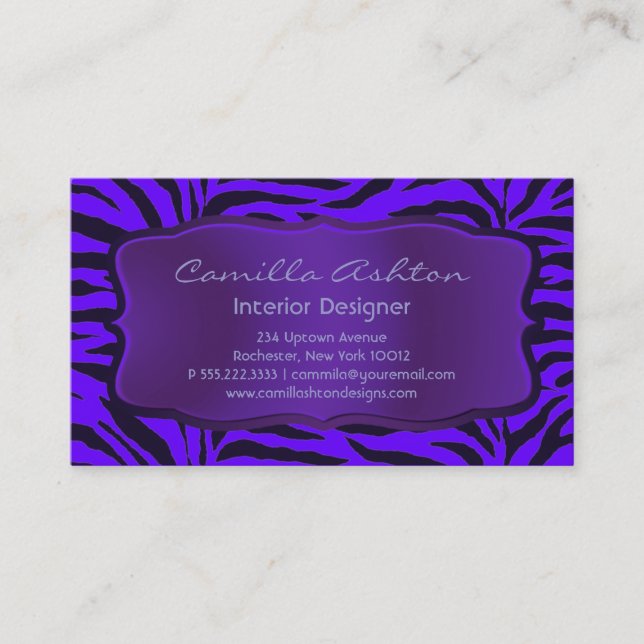 Purple Zebra Business Cards (Front)