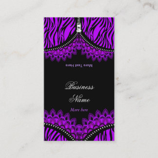 Purple ZEBRA Fold Over Black Corset Business Card