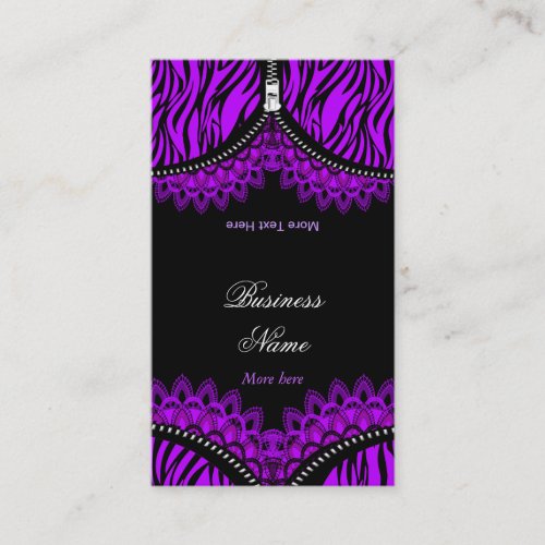 Purple ZEBRA Fold Over Black Corset Business Card Template