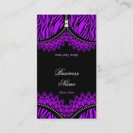 Customizable Purple ZEBRA Fold Over Black Corset Business Card Template