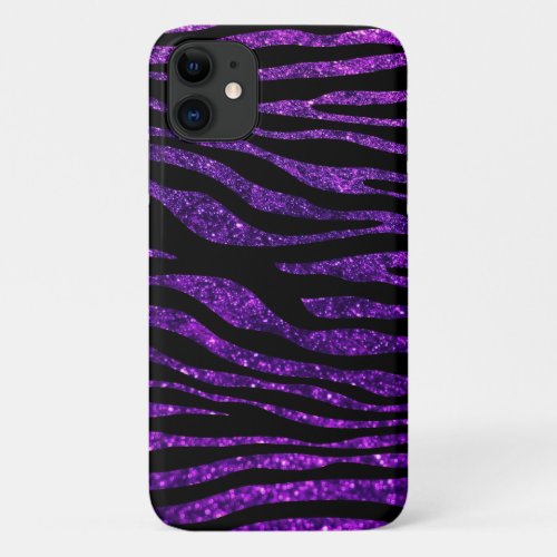 Purple Zebra Glitter Zebra Zebra Print Stripes iPhone 11 Case