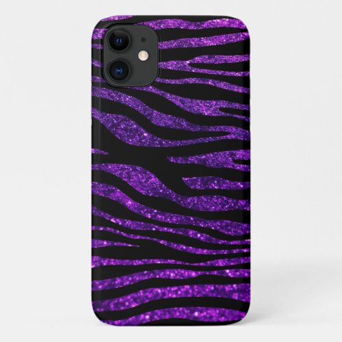 Purple Zebra Glitter Zebra Zebra Print Stripes iPhone 11 Case