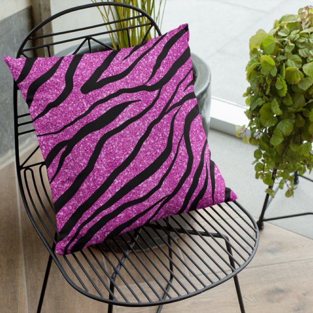 purple Zebra Glittery Pattern  Throw Pillow (Creator Uploaded)