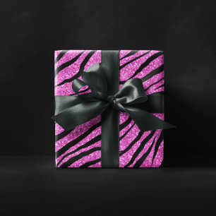 purple Zebra Glittery Pattern  Wrapping Paper