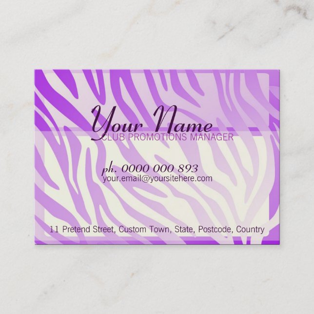 Purple Zebra Gradient Borders big Business Cards (Front)