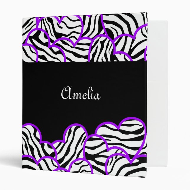 Purple Zebra hearts Binder (Front/Inside)