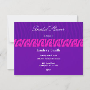 Purple Zebra Pattern Bridal Shower Invitation