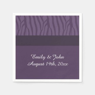 Purple Zebra Pattern Paper Napkins