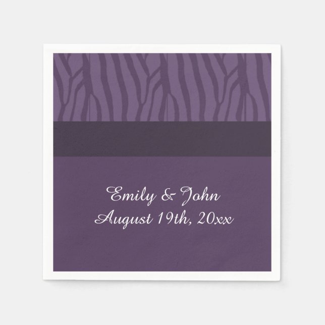 Purple Zebra Pattern Paper Napkins (Front)