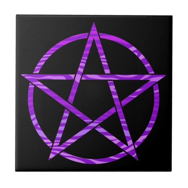 Purple Zebra Pentagram Ceramic Tile (Front)