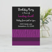 Purple Zebra Print Birthday Invitation | Zazzle
