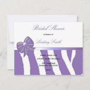 Purple Zebra Print Bridal Shower Invitation