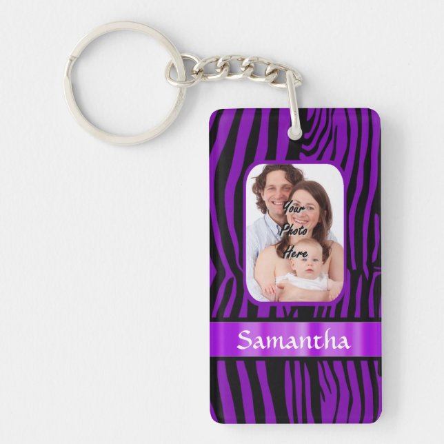 Purple zebra print keychain (Front)