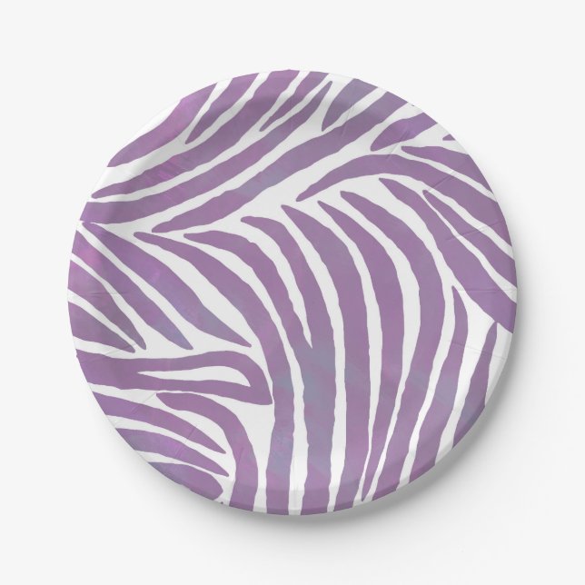 Purple Zebra Print Paper Plates (Front)