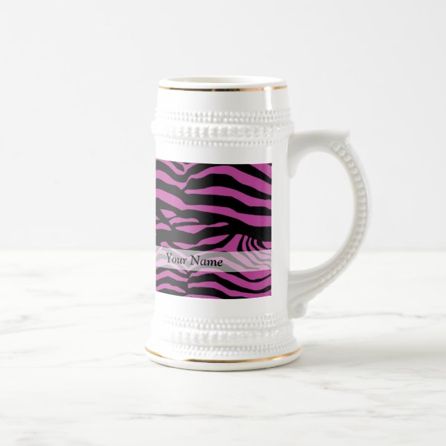 Purple zebra print pattern beer stein (Right)