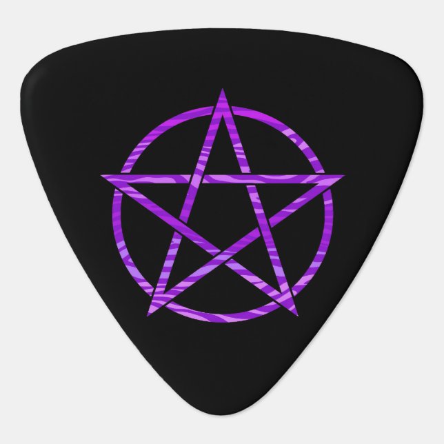 Purple Zebra Print Pentagram Guitar Pick (Front)