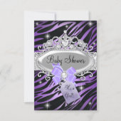 Purple Zebra Print & Princess Tiara Baby Shower Invitation (Front)