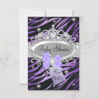 purple zebra baby shower invitations