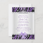 Purple Zebra Print & Princess Tiara Baby Shower Invitation (Back)