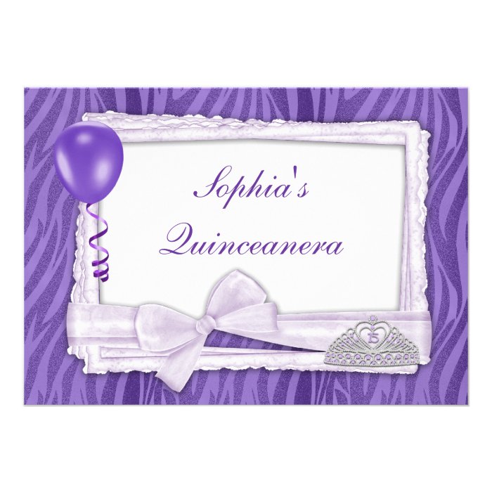 Purple Zebra Print Quinceanera Invitation