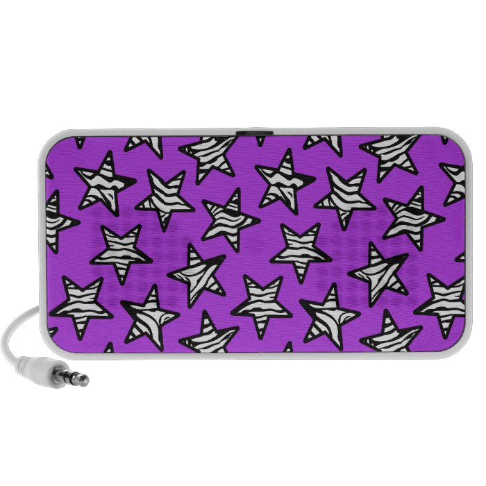 Purple zebra print stars laptop speaker