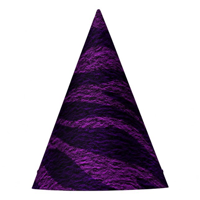 Purple Zebra Print Wild Jungle Birthday Party Hat (Front)
