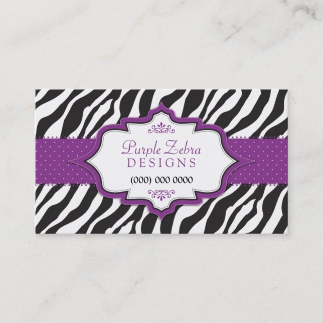 Purple Zebra Ribbon Business Card (Front)