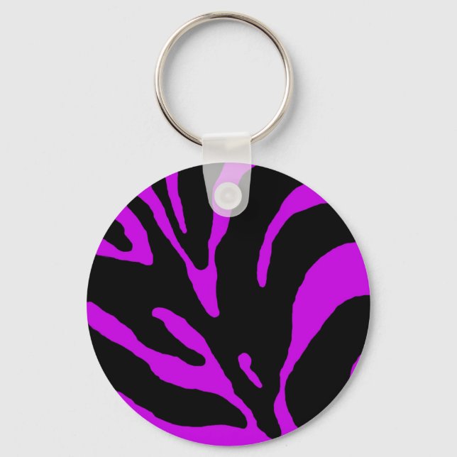 Purple Zebra Stripe Animal Print Keychain (Front)